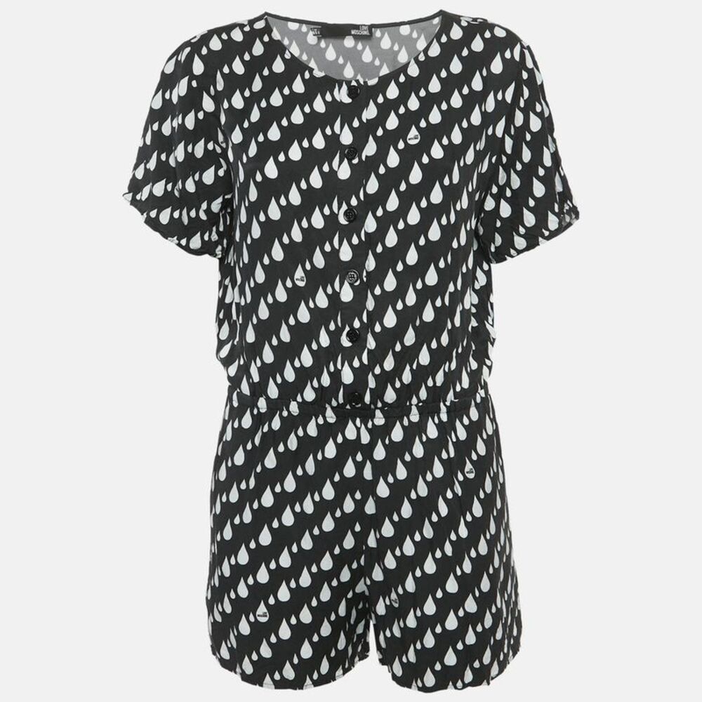 Love Moschino Black Drop Print Short Sleeved Playsuit M